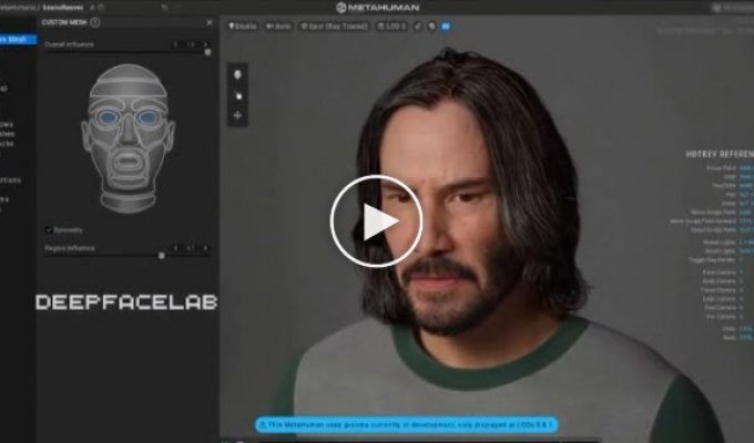 Цифровая копия Киану Ривза сделанная с помощью Metahuman и DeepFaceLab