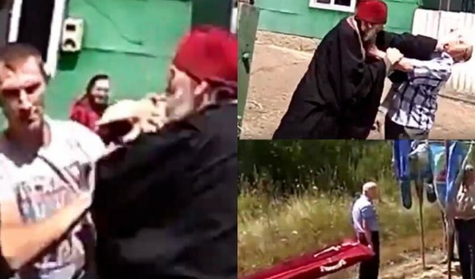 В Молдавии на похоронах священник подрался с односельчанами (4 фото + 1 видео)