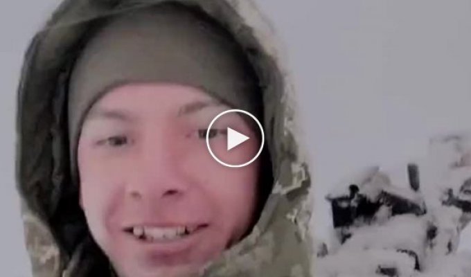 Бойцы и зима в Украине