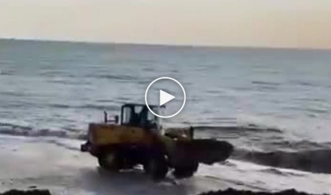 В Сочи странный мужчина несколько дней пытается что-то откопать на берегу Черного моря
