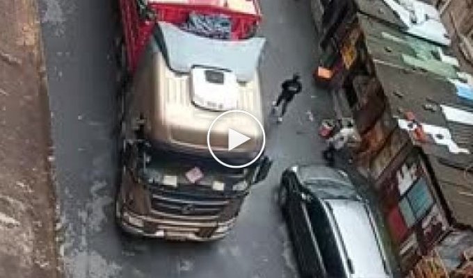 A truck driver who has a great sense of his size