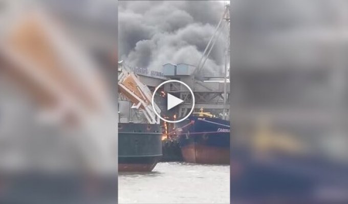 В российском Ростове горит зерновой терминал в порту