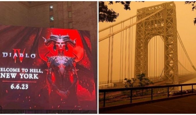Welcome to Hell: New York was covered by a yellow haze (7 photos + 2 videos)