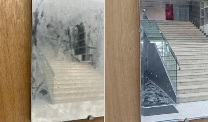 В музее Тайваня экспонат приняли за грязное зеркало (3 фото)