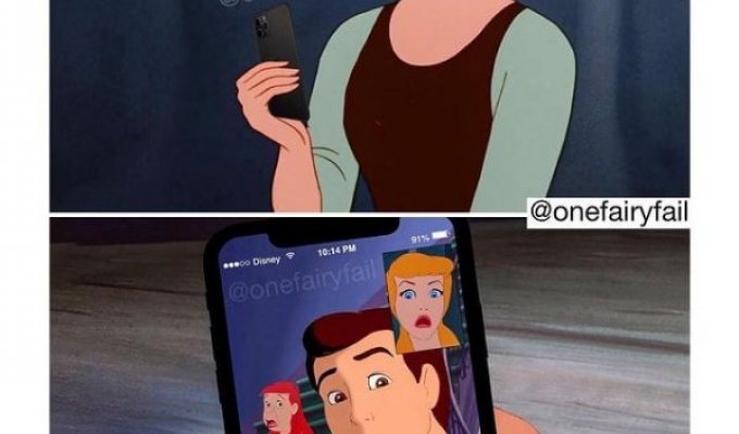 Как изменилась бы жизнь героев известных мультфильмов, если бы они постоянно залипали в смартфоны (15 фото)