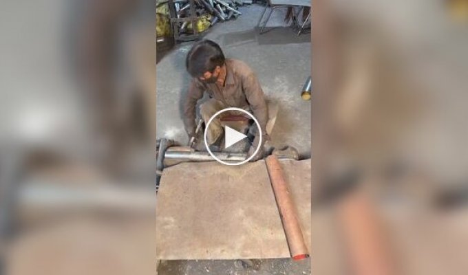 In Pakistan, they demonstrated how parts for traditional beds are made from an iron barrel