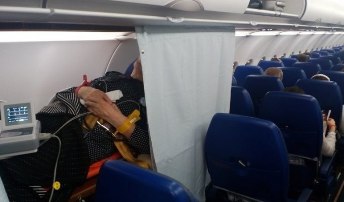 Шторкой прикрыли: как перевозят больных людей в самолёте (7 фото)