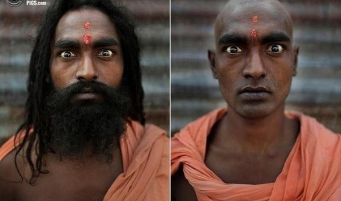 Портреты нага садху до и после ритуала инициации (4 фото)