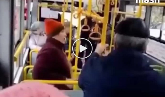 In Russia, a woman caused a scandal on a bus and then walked out of the window