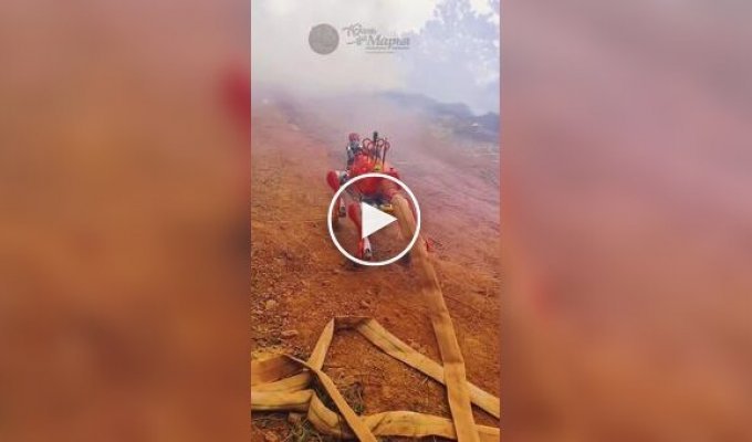 Робопес помогает тушить пожары