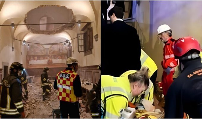 In Italy, the attic of an ancient monastery could not withstand the intensity of the wedding (3 photos + 2 videos)