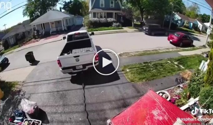 Man tries to haul away a wardrobe using a truck
