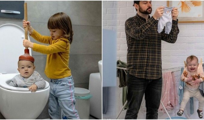 Father photoshops his children in a funny way, causing a fit of horror in mothers (31 photos)