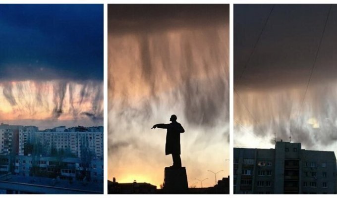 Жителей Саратова встревожили странные облака, зависшие над городом (6 фото)