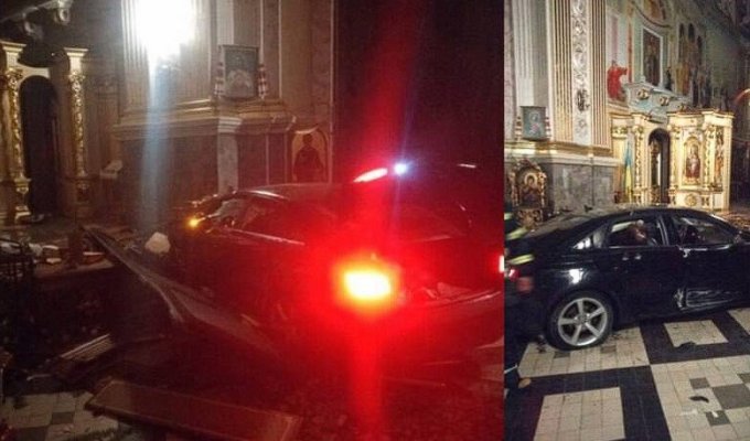 Ночью в Тернополе женщина за рулем автомобиля въехала в кафедральный собор УГКЦ, разломав плащаницу и престол