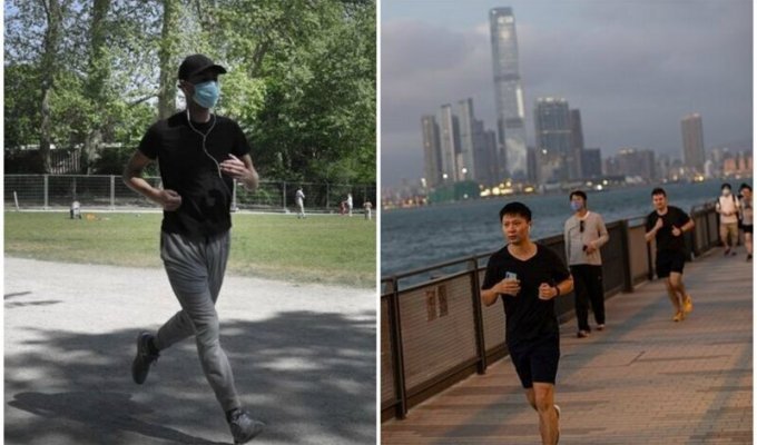 Китаец попал в больницу после пробежки в маске (5 фото)