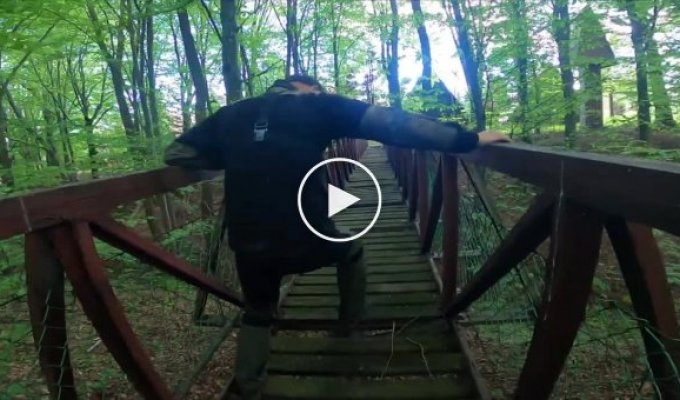 Polish Indiana Jones and the Lonely Bridge in the Forest