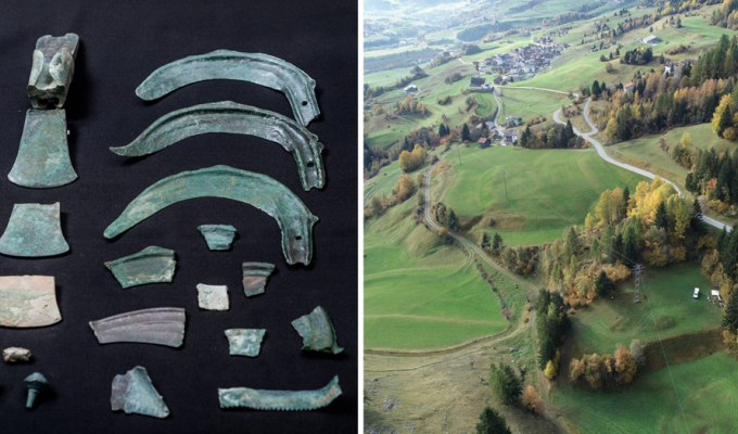 Клад бронзового века обнаружен на месте римских сражений в швейцарских Альпах (5 фото)