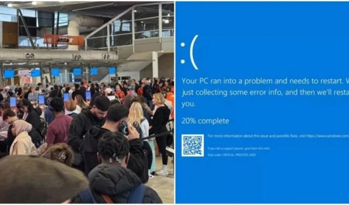 The failure of Windows systems disrupted the work of airports and large companies around the world (6 photos + 1 video)
