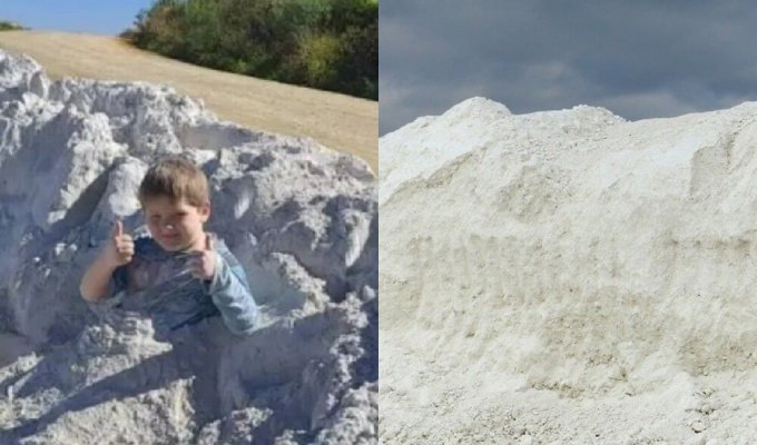 Ancestors of the Year: In Brazil, parents let their child jump into a pile of limestone for a spectacular photo (3 photos)