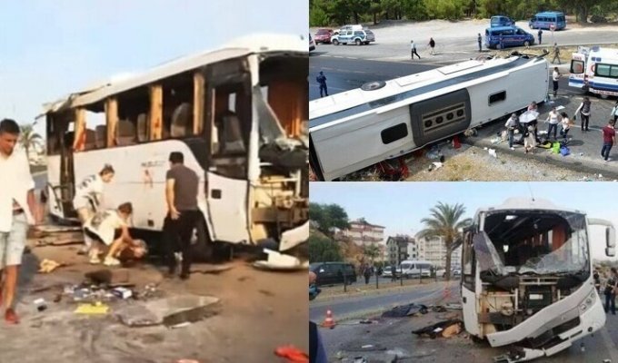 В Анталье перевернулся туристический автобус с россиянами, погибли четыре человека (7 фото)