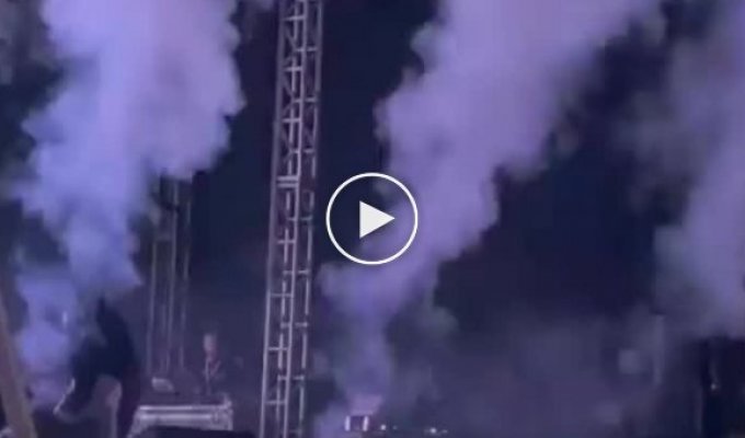 The rapper's shorts caught fire during his performance