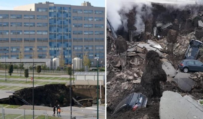 Земля разверзлась: автомобили возле неапольской больницы поглотила воронка (6 фото + 1 видео)
