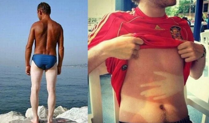 Black on top, white below – the most disastrous attempts at tanning (26 photos)