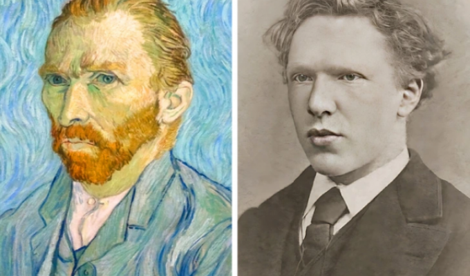 Comparison of the appearance of famous artists with their self-portraits (16 photos)