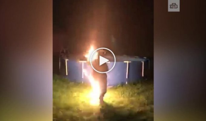 Житель Подмосковья решил пожарить мясо, но вместо этого уничтожил бассейн и устроил потоп (мат)