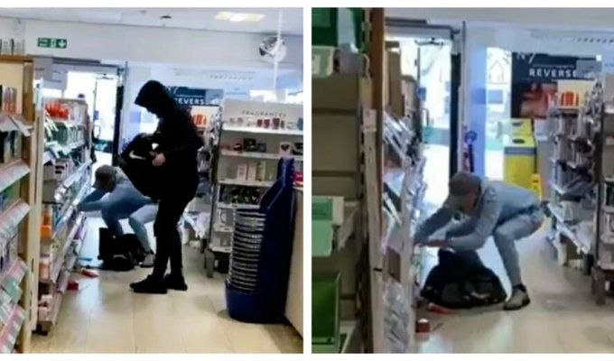 Daring thieves robbed the store in front of customers (9 photos + 1 video)