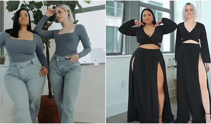 “Style is important, not size”: friends show how clothes fit different figures (31 photos)