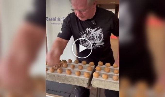Мужчина расколол почти 300 грецких орехов ради рекорда