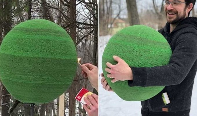 He glued a sphere with 42 thousand matches for a year, so that at the end he could simply set it on fire (16 photos + 1 video)