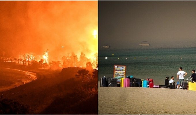 More than 30 thousand people are evacuated from the island of Rhodes due to flattering fires (4 photos + 4 videos)
