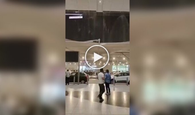 During heavy rain at Indian capital airport, membrane umbrella collapsed