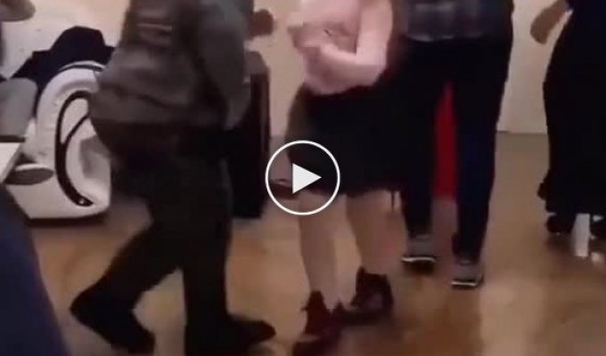 A chubby guy from Kazakhstan had a great time dancing with a girl