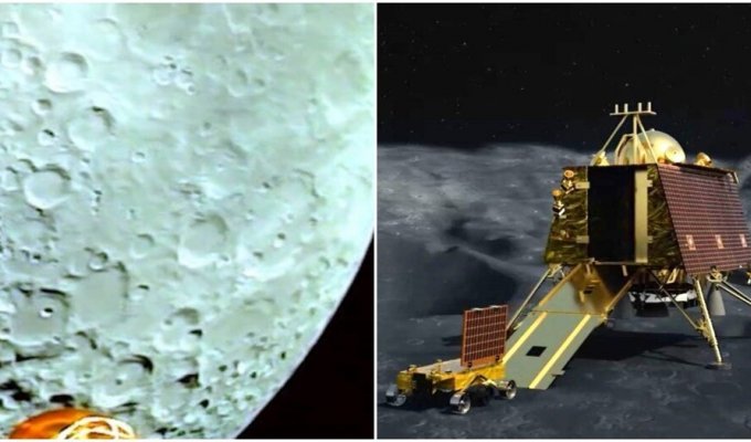 The Indian Space Agency showed the first footage of the moon taken by the Chandrayaan-3 spacecraft (2 photos + 1 video)