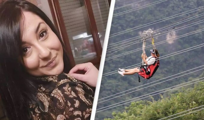 Woman fell from zipline in Italy (6 photos + 1 video)
