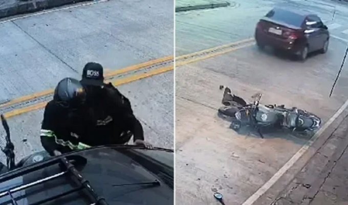 A motorist hit thieves in Ecuador (6 photos + 1 video)