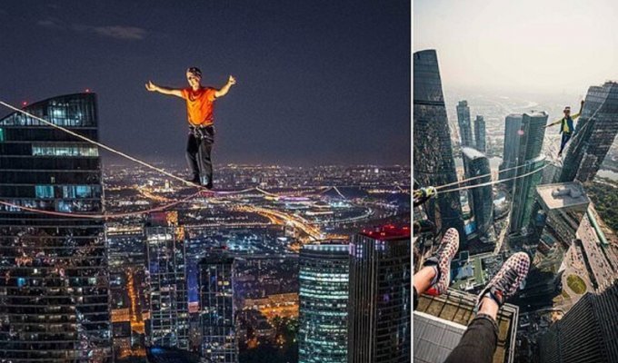 Спортсмены прошли по тросу между небоскребами, поставив мировой рекорд (9 фото)