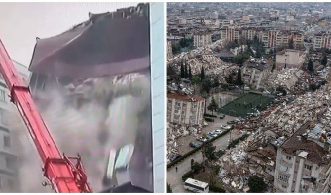 Another earthquake collapsed the house on Turkish TV channel live (2 photos + 7 videos)