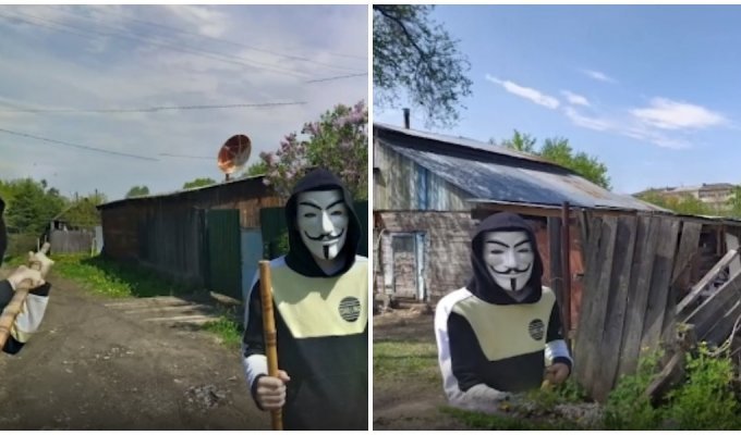 Российский школьник в маске Гая Фокса стал звездой Google Maps (3 фото + 1 видео)