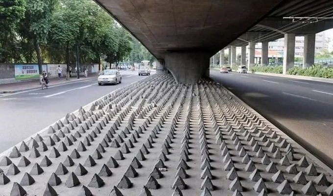Зачем в Китае под эстакадами и мостами ставят бетонные пирамидки (5 фото)
