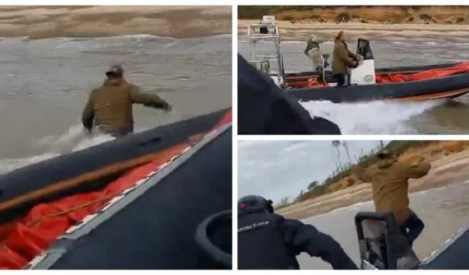 Failed escape: smugglers jumped overboard, but were detained by border guards (7 photos + 1 video)