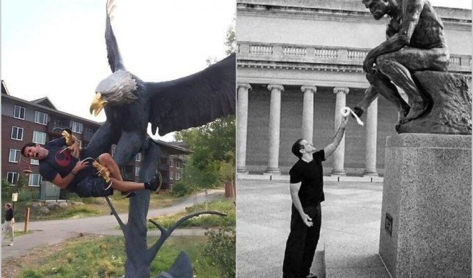 12 funny pictures with statues (13 photos)