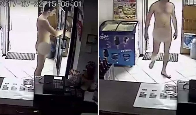 История о том, как голый мужчина украл пиво из магазина (2 фото + 1 видео)