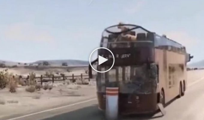 Краш-тест автобуса с пассажирами на разных скоростях