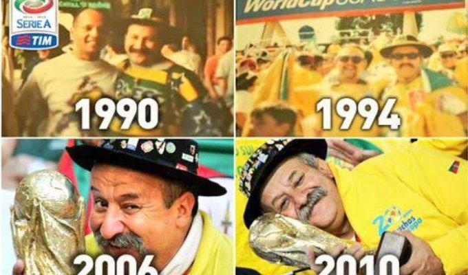 Традицию известного бразильского болельщика продолжают его сыновья (3 фото)