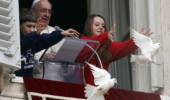 Папа Римский выпустил "голубей мира" после обращения к жителям Украины (4 фото)